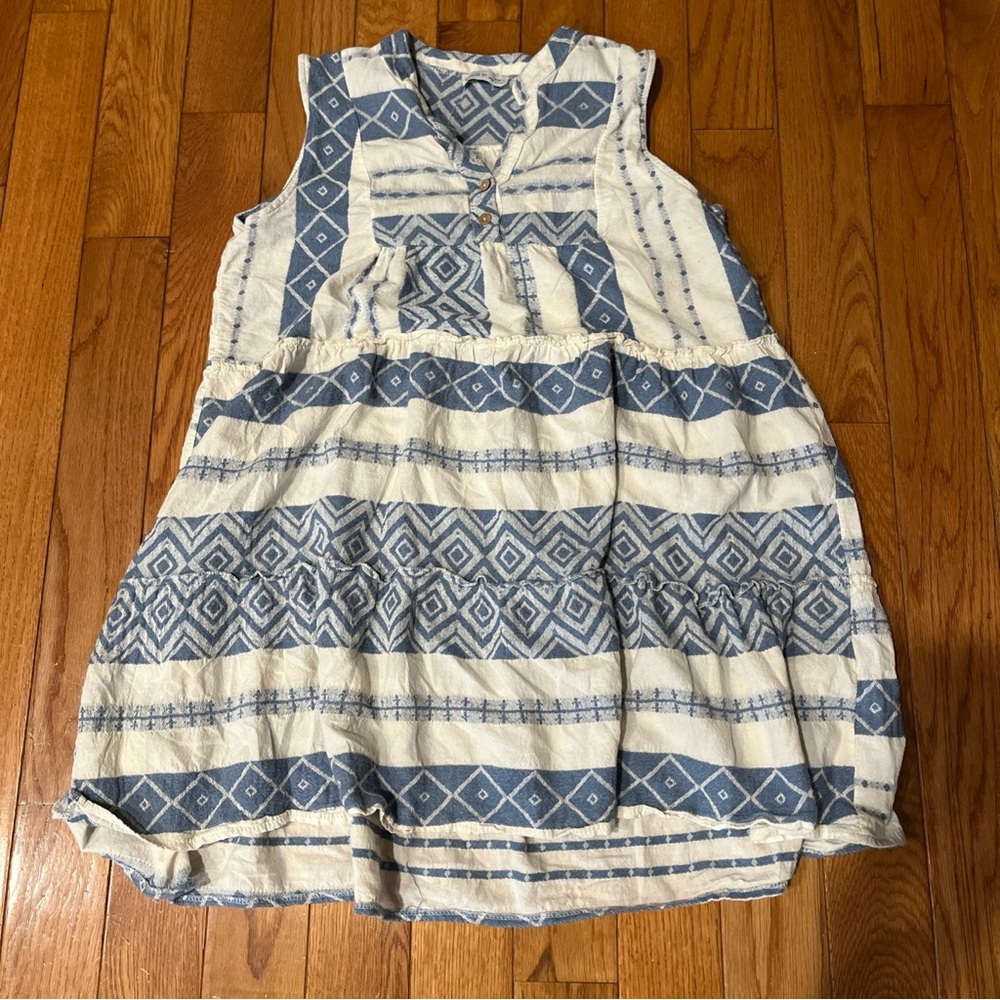 Made in Italy Chic Blue and White Geometric Women's Dress by Civico 51